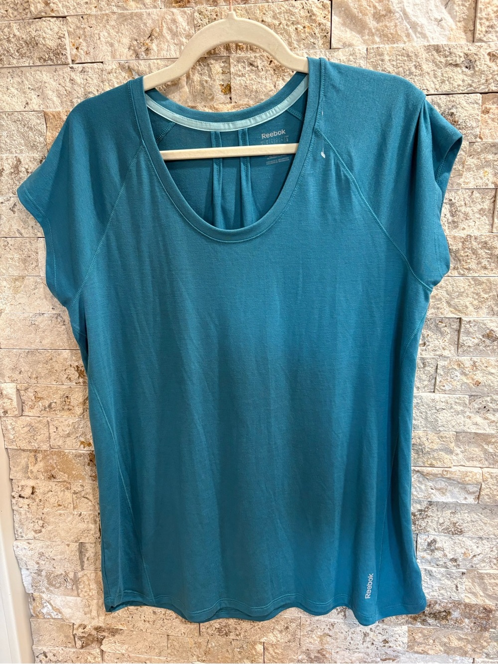 Reebok Teal Short Sleeve Scoop Neck Active Tee L